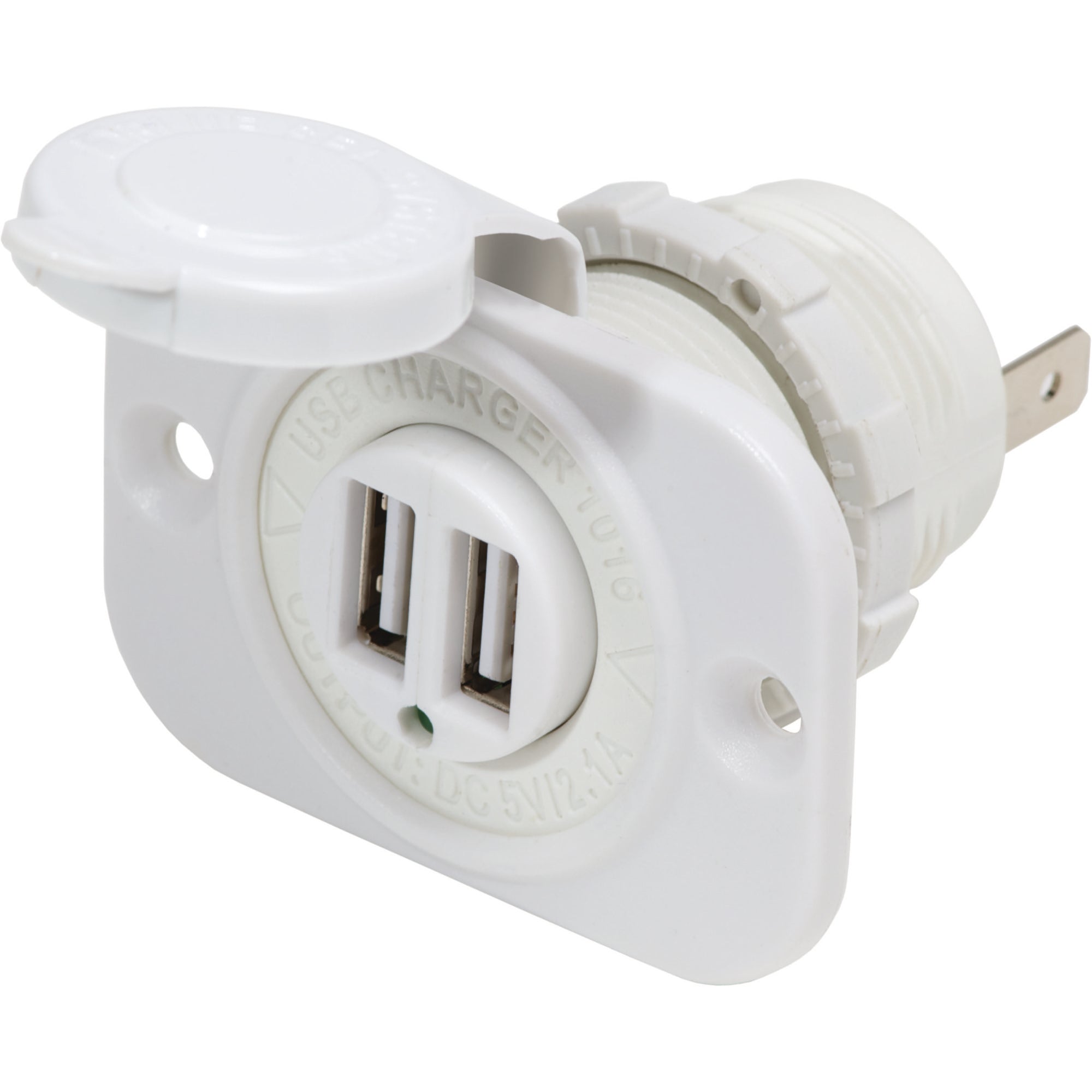 12/24V Dual USB 2.1A Charger - White - 12/24V Dual USB 2.1A Charger - White