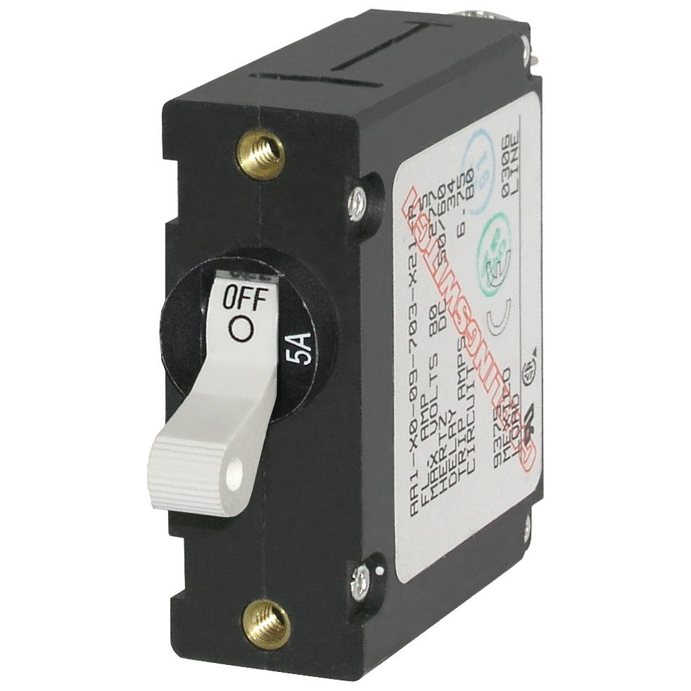 A-Series White Toggle Circuit Breaker - Single Pole 5A - A-Series White Toggle Circuit Breaker - Single Pole 5A