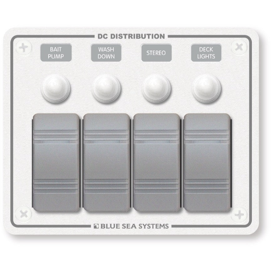 Contura Water Resistant 12V DC Circuit Breaker Panel - White 4 Position - Contura Water Resistant 12V DC Circuit Breaker Panel - White 4 Position