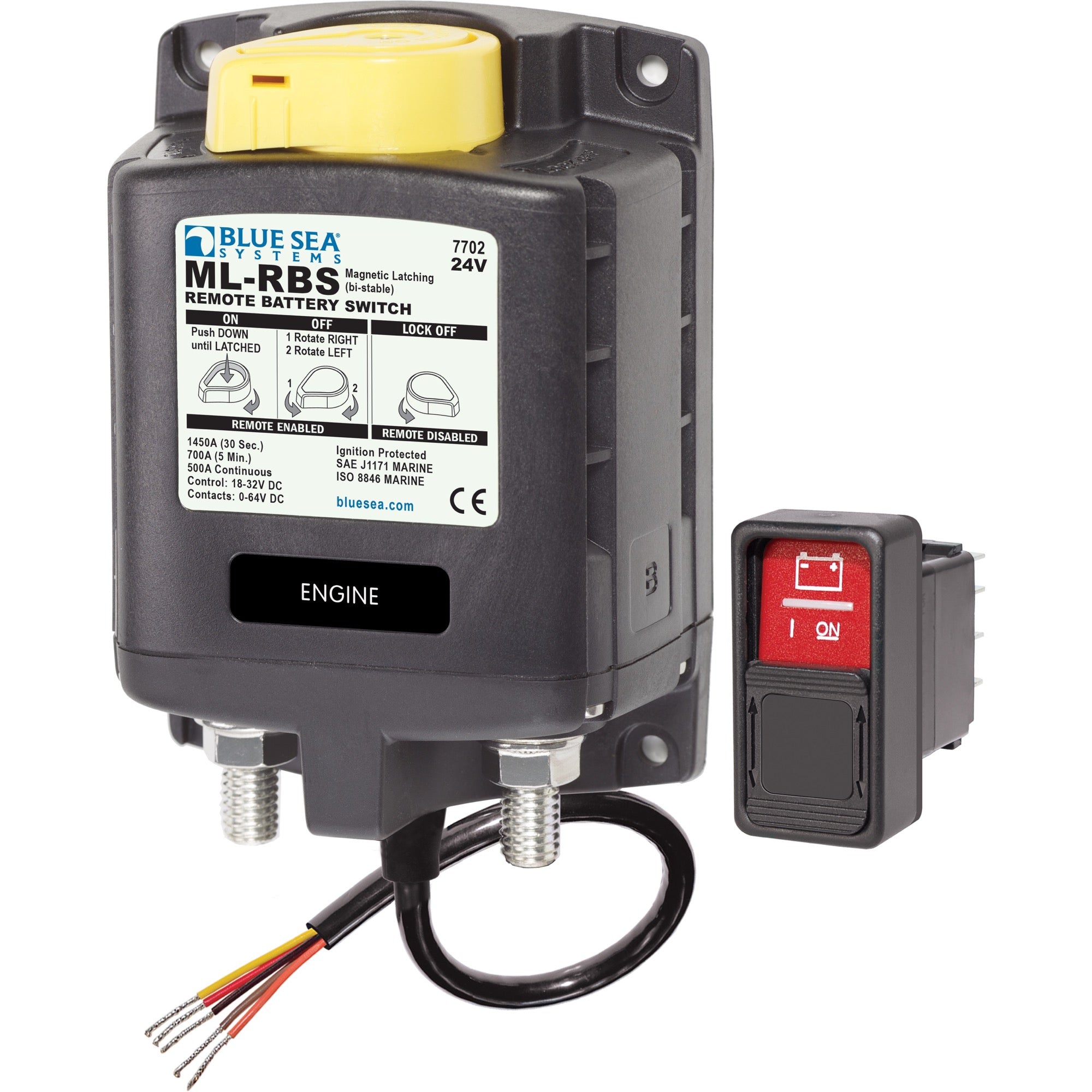 Coupe-batterie à distance ML-RBS avec commande manuelle - 24V DC 500A - ML-RBS Remote Battery Switch with Manual Control - 24V DC 500A