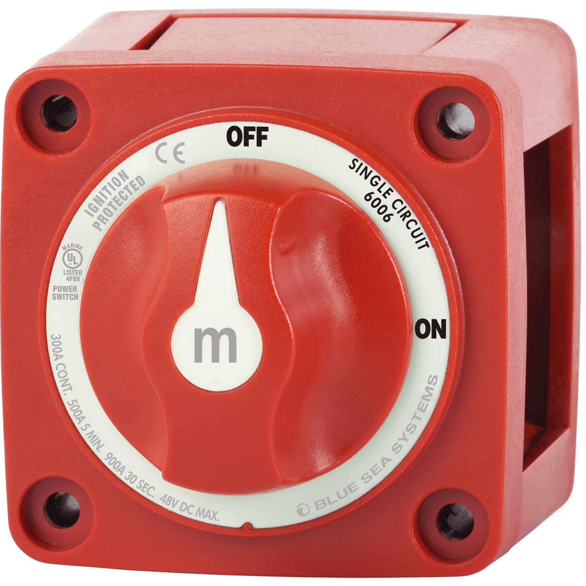 Interrupteur de batterie série m 300A rouge unipolaire - m-Series Mini On-Off Battery Switch with Knob - Red