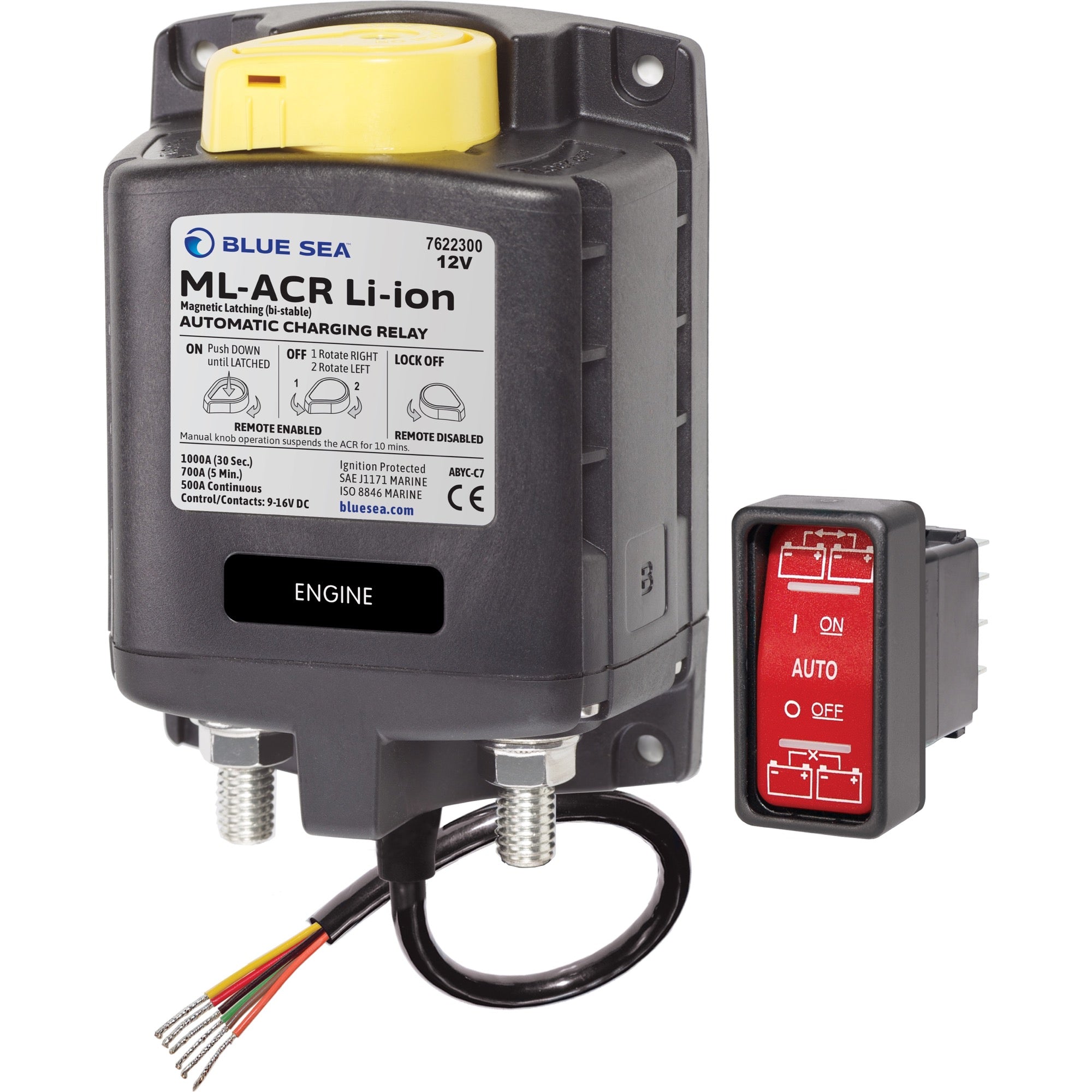 Relais de charge automatique ML-ACR Lithium avec commande manuelle 12 V 500 A - Official product image