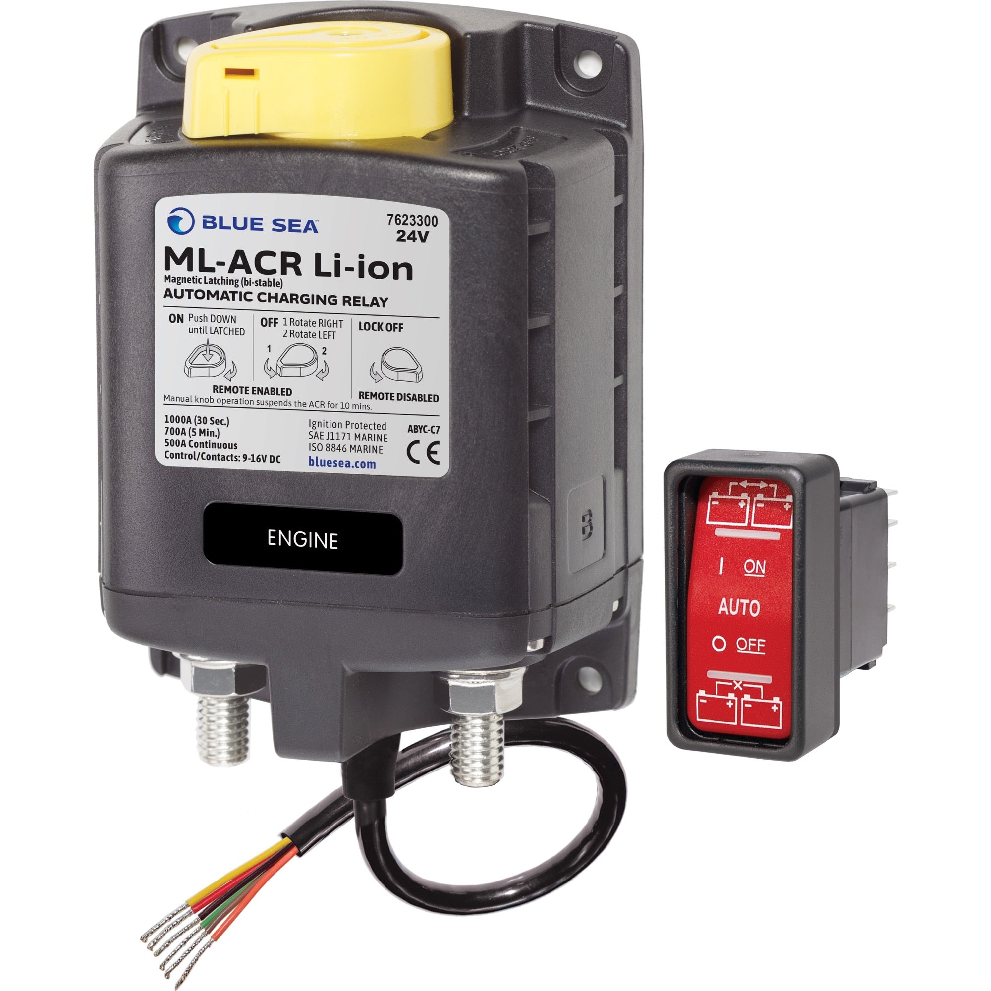 Relais de charge automatique ML-ACR Lithium avec commande manuelle 24 V 500 A - Official product image