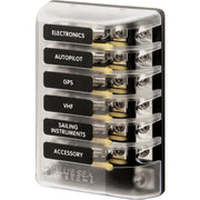 ST Glass 6 Circuit Fuse Block with Negative Bus and Cover - ST Glass 6 Circuit Fuse Block with Negative Bus and Cover