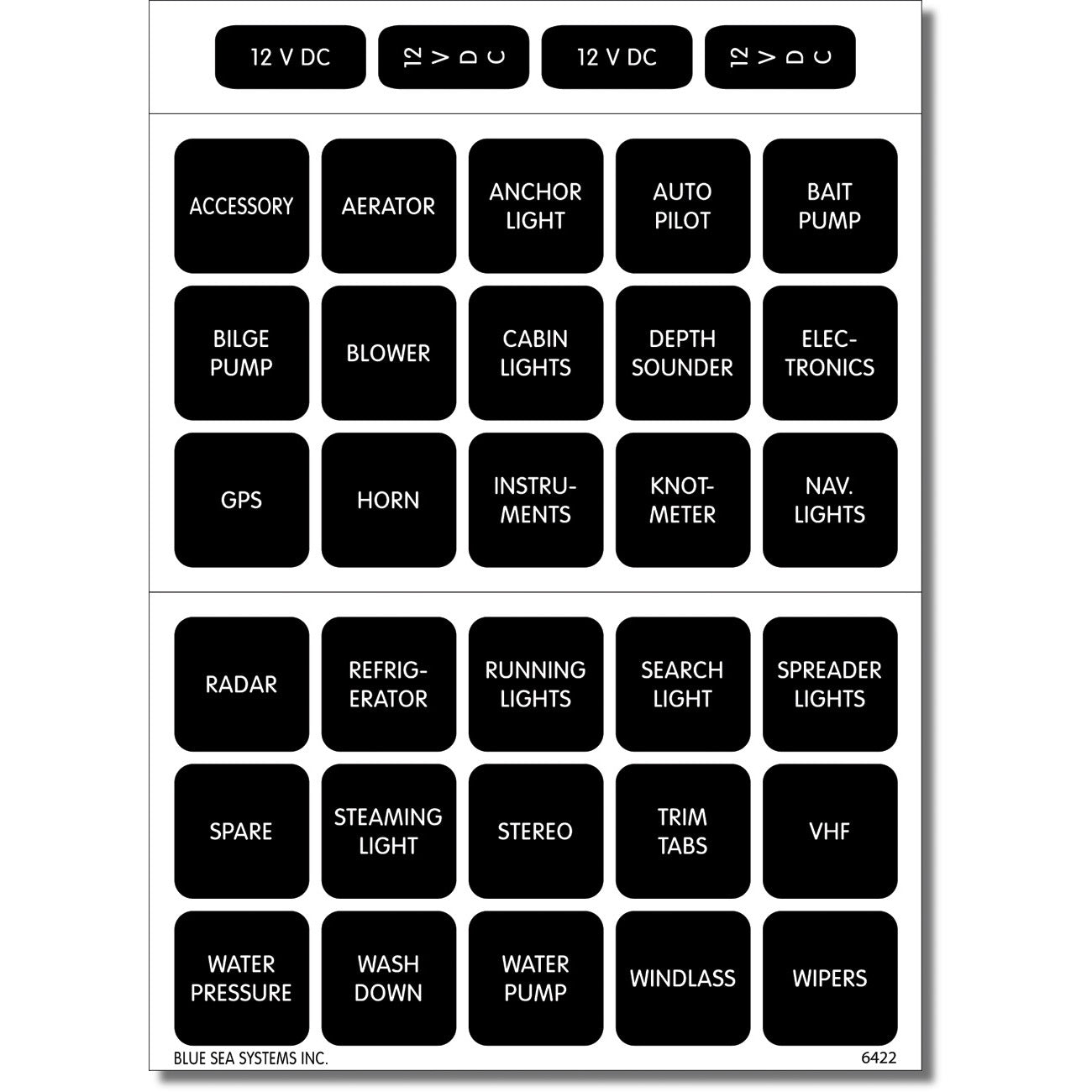 Waterproof DC Label Kit - 30 Black Square Labels V1 - Waterproof DC Label Kit - 30 Black Square Labels V1