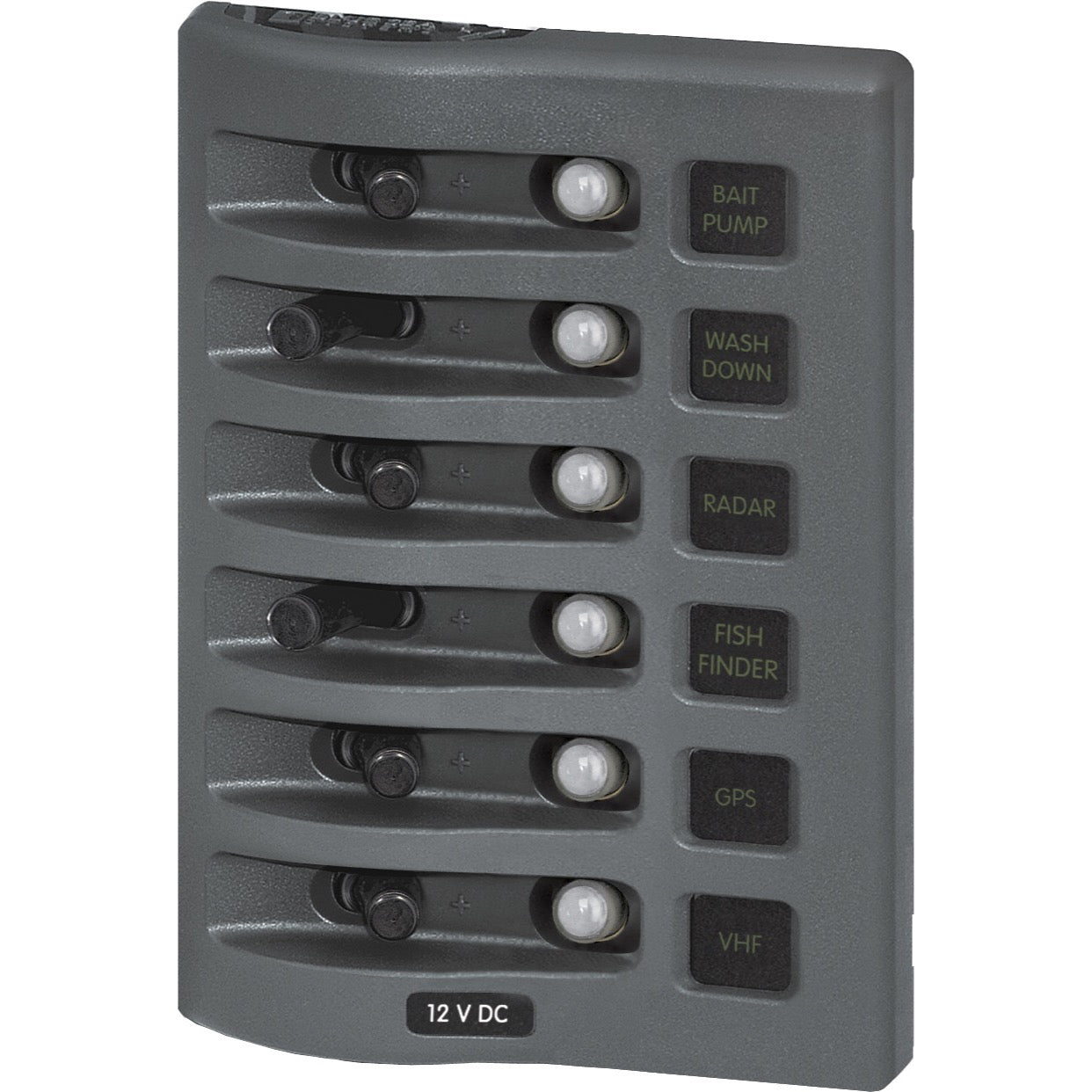WeatherDeck&reg; 12V DC Waterproof Circuit Breaker Panel - Gray 6 Positions - WeatherDeck® 12V DC Waterproof Circuit Breaker Panel - Gray 6 Positions