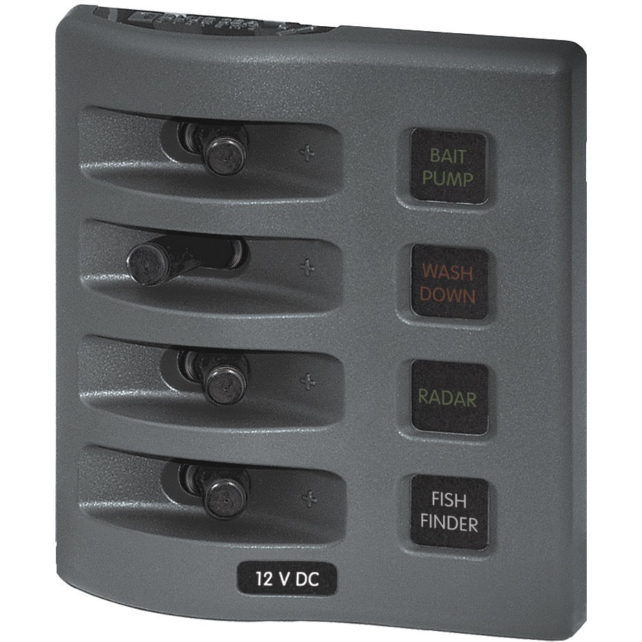 WeatherDeck&reg; 12V DC Waterproof Fuse Panel - Gray 4 Positions - WeatherDeck® 12V DC Waterproof Fuse Panel - Gray 4 Positions