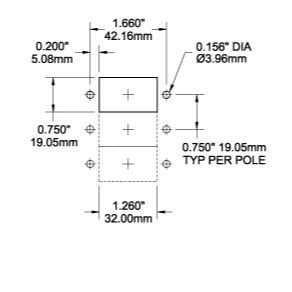 A-Series Flat Rocker Circuit Breaker - Double Pole 10A - Cutout Templates
