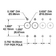 A-Series White Toggle Circuit Breaker - Single Pole 5A - Cutout Templates