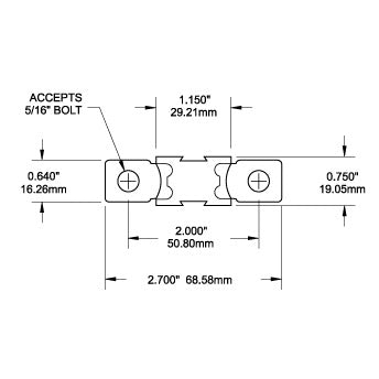 AMG&reg; Fuse - 250 Amp - Dimensioned Drawing