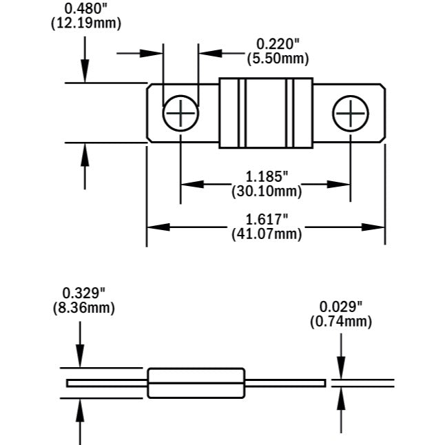 AMI / MIDI Fuse - 150 Amp - Dimensioned Drawing