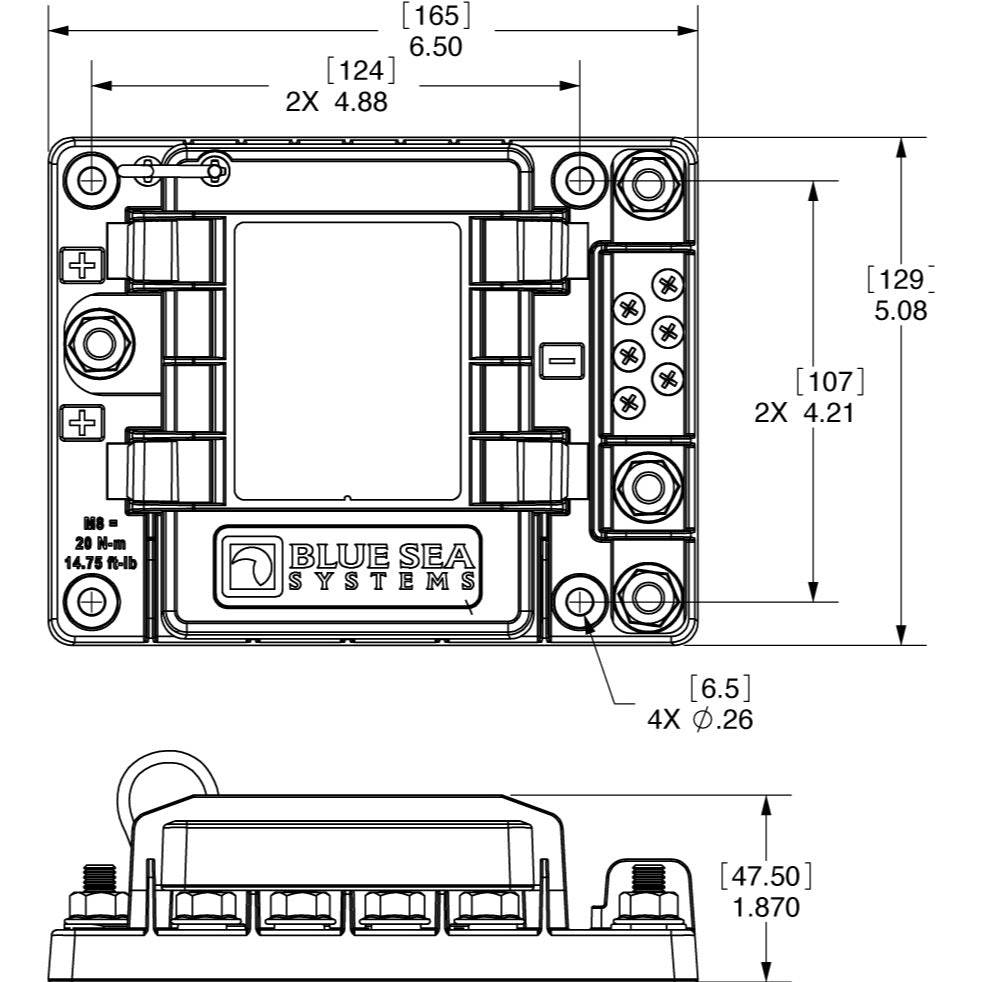 Bloc de fusibles SafetyHub 150 - Dimensioned Drawing