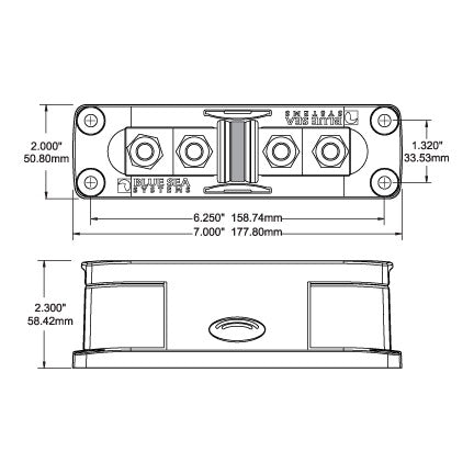 Class T Fuse Block with Insulating Cover - 225 to 400A - Dimension Drawing