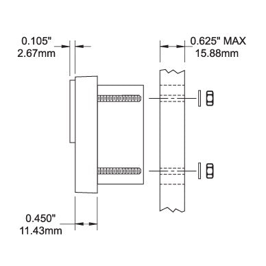 DC Analog Ammeter - 0 to 25A with Shunt - Mounting Diagram (surface mount)