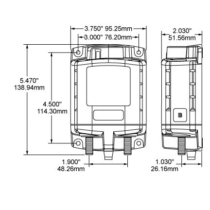 ML-RBS Remote Battery Switch with Manual Control Auto-Release - 24V - Dimension Drawing