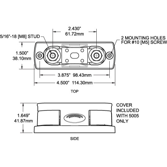 Porte fusible ANL 35-300A avec couvercle - Dimensioned Drawing