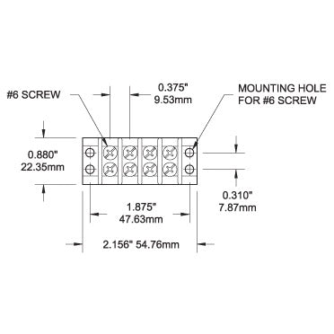 Terminal Block 20A - 4 Circuit - Dimensioned Drawing