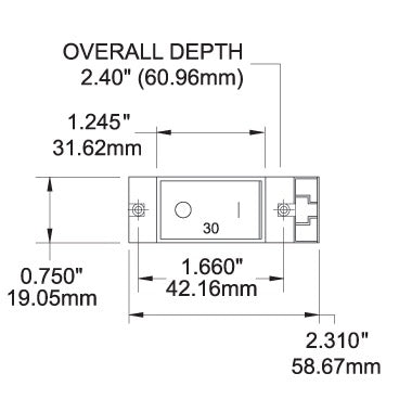 A-Series Flat Rocker Circuit Breaker - Single Pole 15A - Dimensioned Drawing