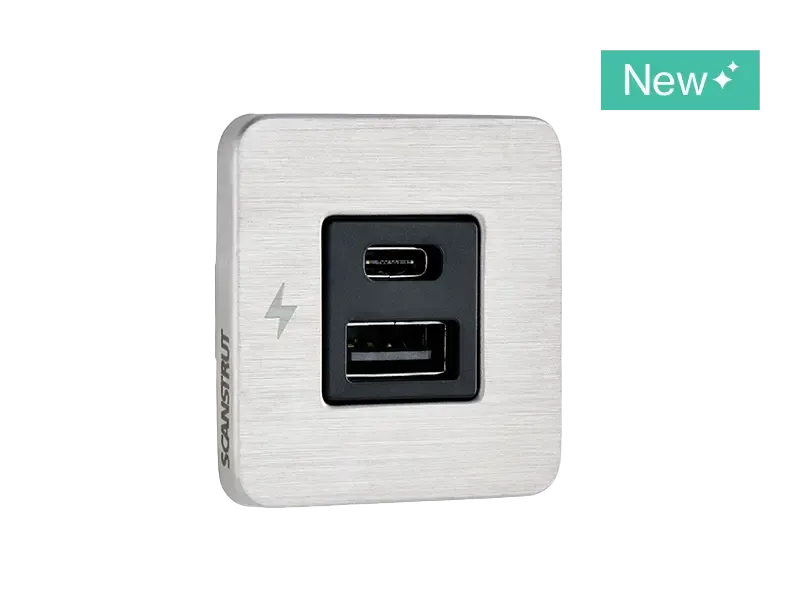 Chargeur pour intérieur USB-A / USB-C - Acier inoxydable - TILE Series
