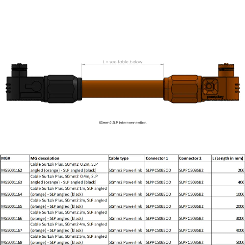 Cable SurLok Plus, 50mm2 2m, SLP angled (orange) - SLP angled (black) – visuel fabricant commun à la famille de variantes – MG5001165