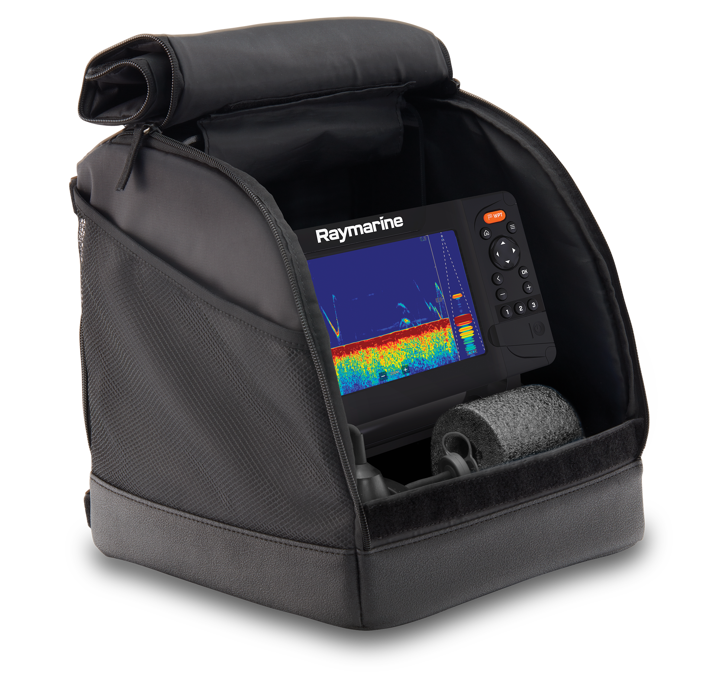 Kit pêche sur glace Element Raymarine (sac, batterie, chargeur, support, sonde et flotteur)