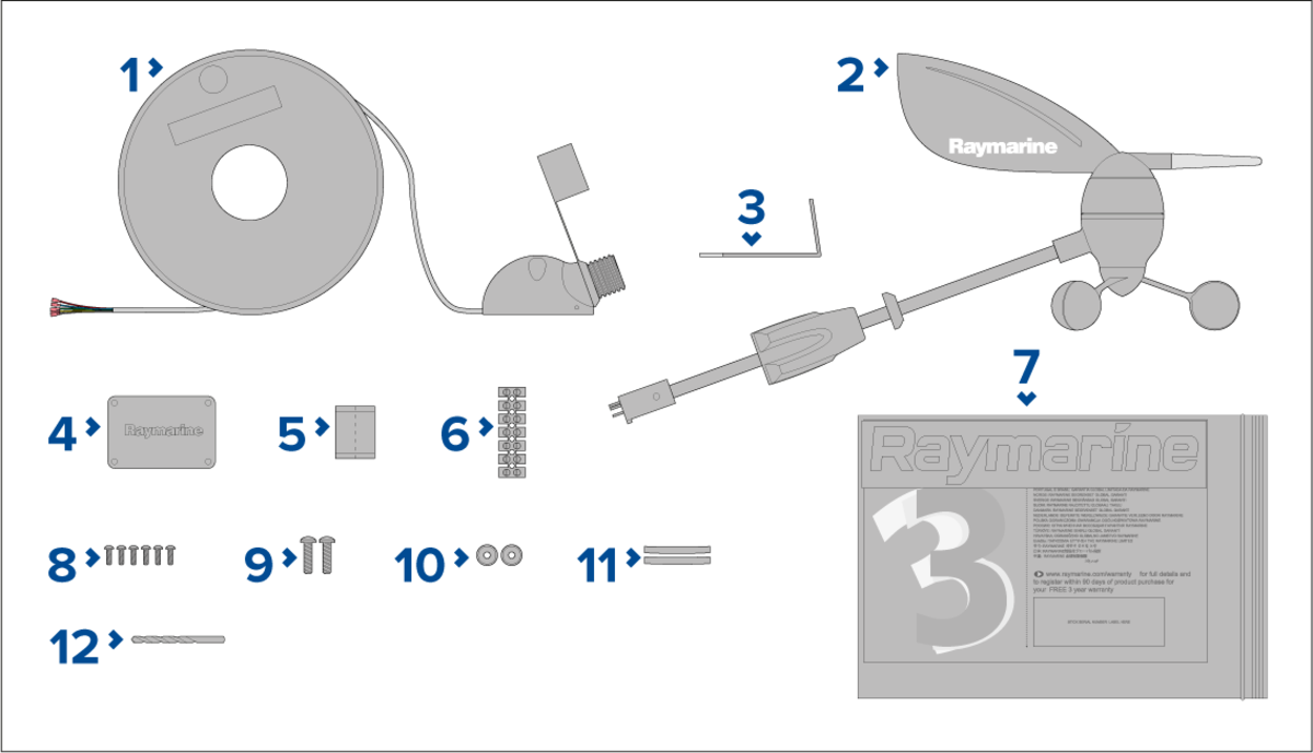 Long Arm Wind Transducer supplied with 50m (162.5’) Cable