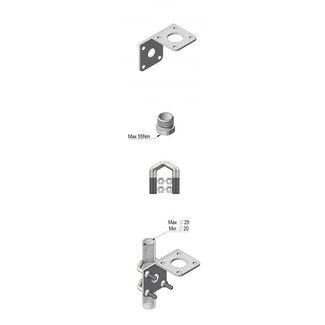 N158F — Support de mât universel pour diamètre de 20-26mm (0.8 "- 1.1"). N158F comprend un jeu d'é