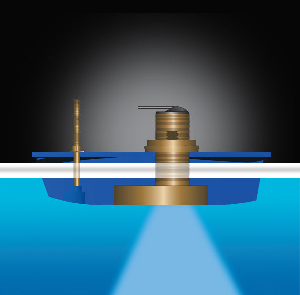 B785M — SONDE CHIRP simple bande 80-130kHz, 600W, traversante, Bronze, profondeur et température