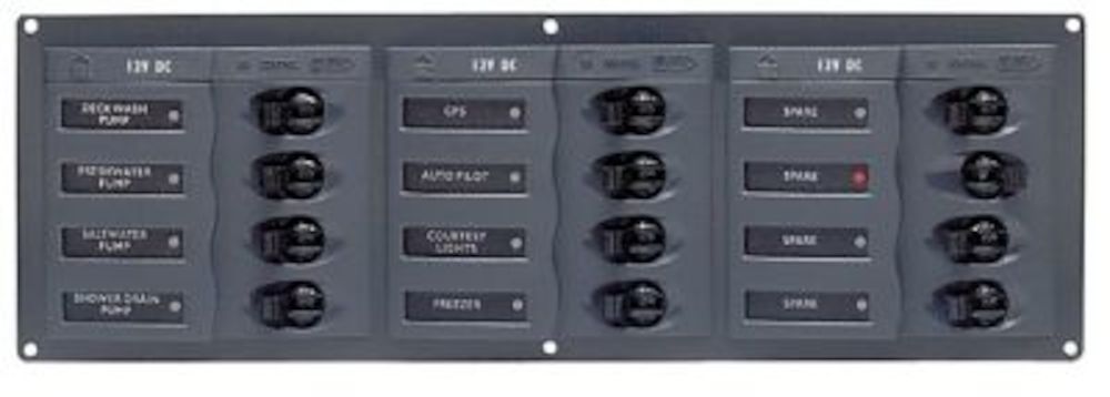 Panneau 12 disjoncteurs DC 12V horizontal