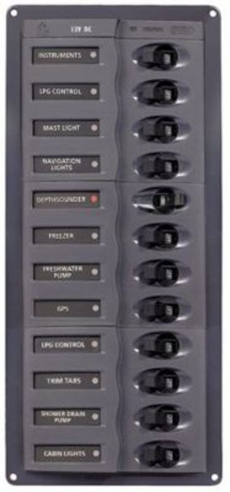 Panneau 12 disjoncteurs DC 12V vertical