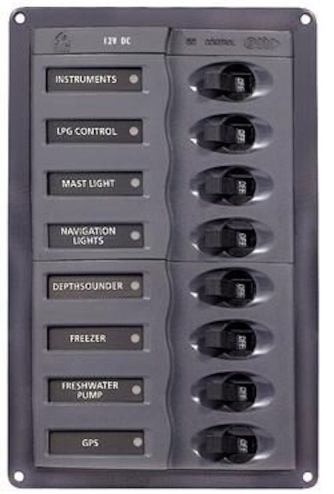 Panneau 8 disjoncteurs DC 12V vertical