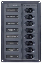 Pannello 8 interruttori DC 12V verticale