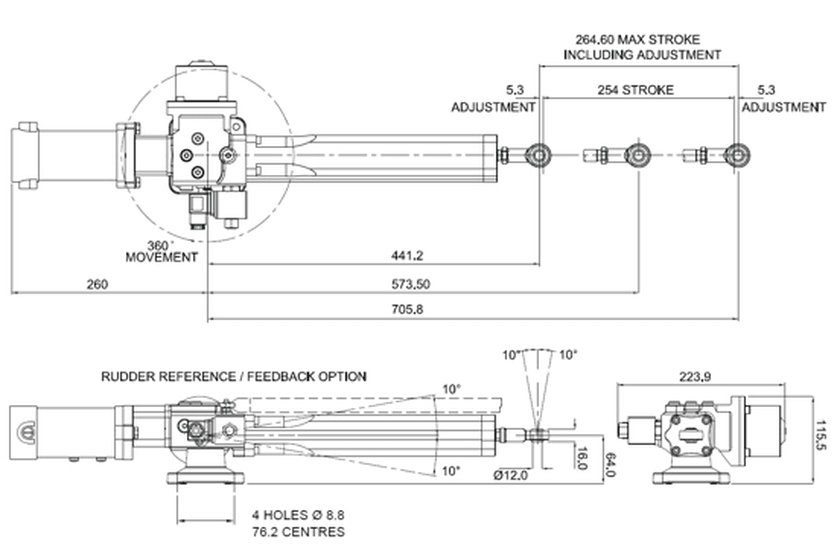 B&G Vérin de pilote auto, hydraulique T2, 24V - photo 2