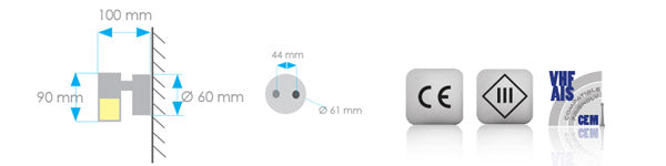 Liseuse Mantagua Belle Ile LED blanc chaud avec bras flexible et port USB intégré, fixée sur un mur blanc.