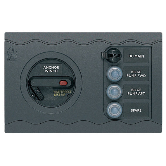 Panneau disjoncteurs BEP CC-804 5 voies avec disjoncteur guindeau, DC main et push-reset