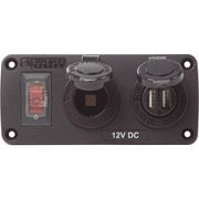 Blue Sea Systems 4363-BSS - panneau accessoire etanche avec disjoncteur 15 A, prise 12 V et double USB