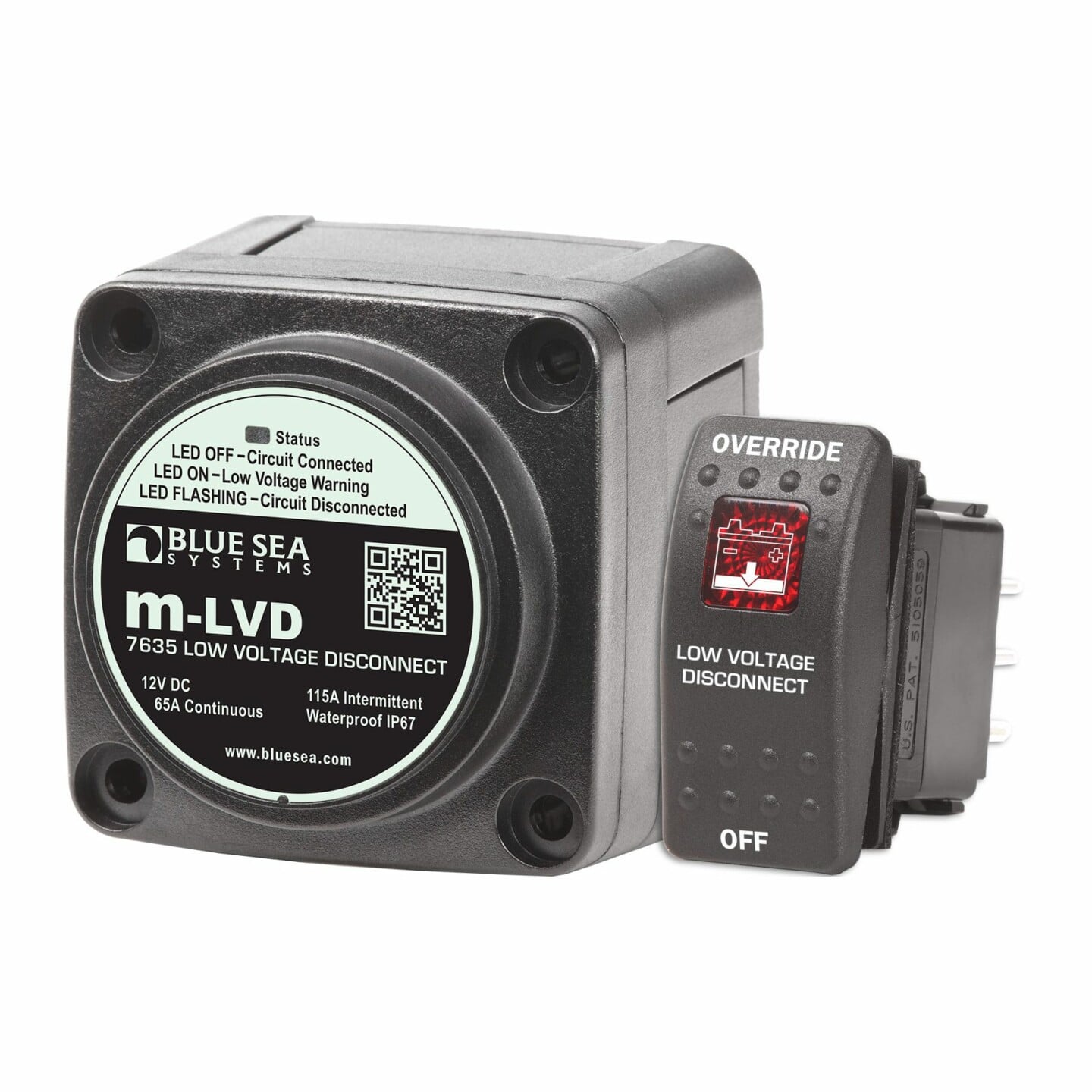Blue Sea Systems 7635-BSS - deconnecteur basse tension m-LVD 12 V DC avec interrupteur de commande
