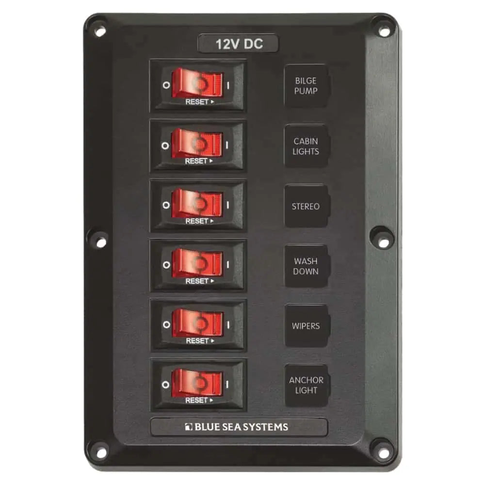 Blue Sea Systems 4352-BSS - panneau disjoncteurs BelowDeck 6 positions 12 V DC