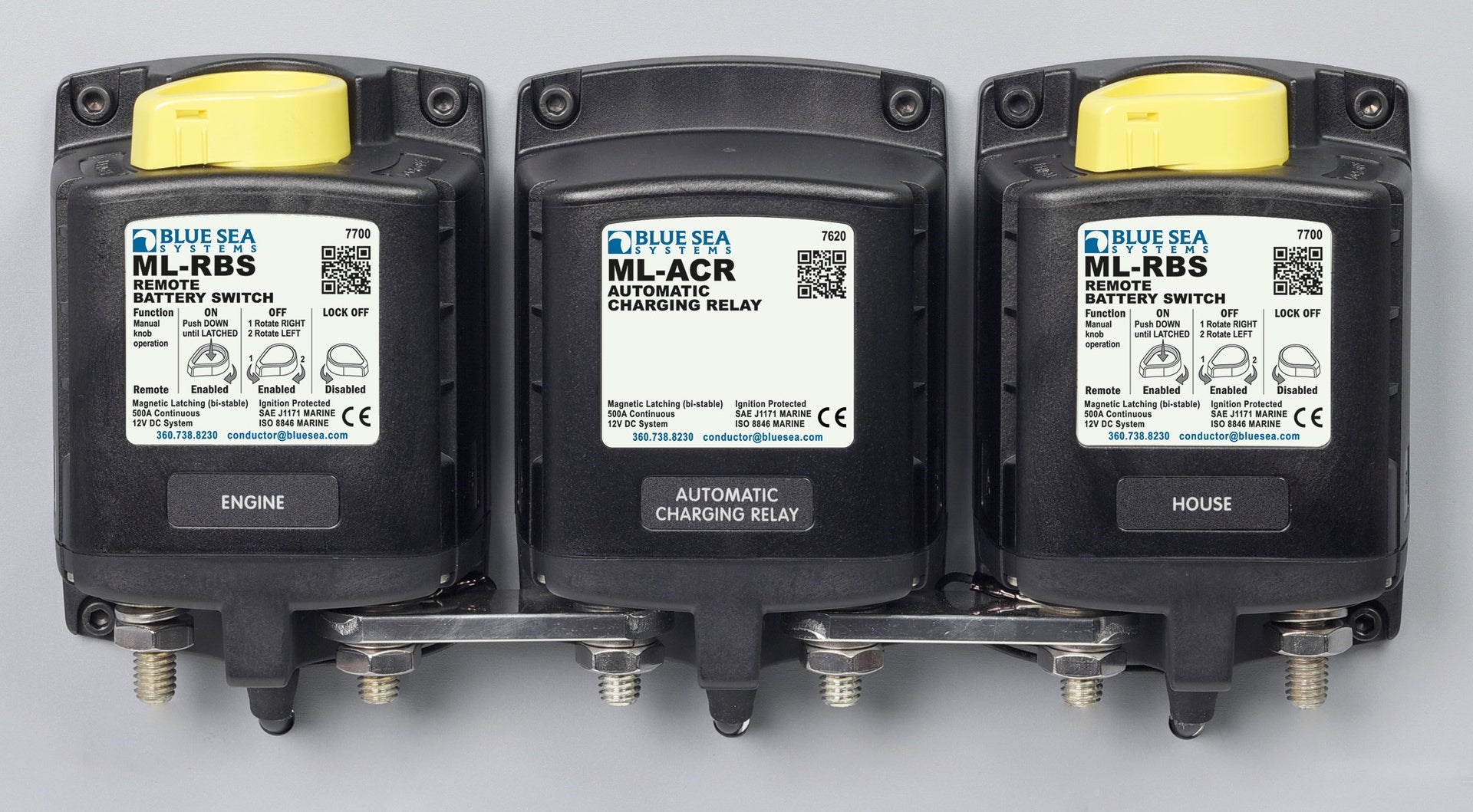 Automaattinen latausrele ML-ACR manuaalisella ohjauksella - 12V DC 500A