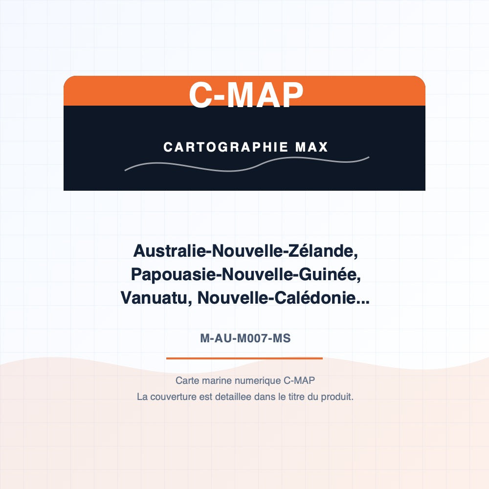 C-MAP MAX - Australie-Nouvelle-Zélande, Papouasie-Nouvelle-Guinée, Vanuatu, Nouvelle-Calédonie, Fidji, Polynésie Française - MAX (M-AU-M007-MS). Couverture detaillee dans le titre du produit.