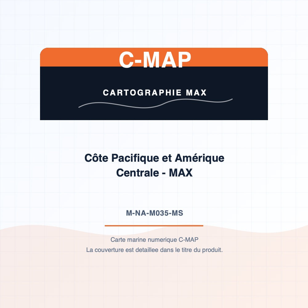 C-MAP MAX - Côte Pacifique et Amérique Centrale - MAX (M-NA-M035-MS). Couverture detaillee dans le titre du produit.