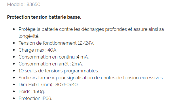 Apsauga baterijai nuo žemo įtampos 12/24V 40A