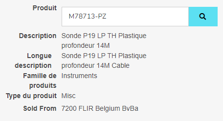 P19 LP TH plastic probe, 14M depth rating