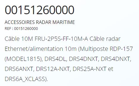 Câble radar ethernet/alimentation 10m - Furuno