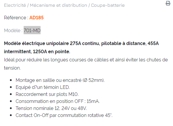 Cupă-baterie telecomandată 275A 32V