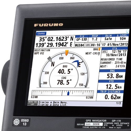 GP170/GPA017S — GPS Plotter 5,7’’ LCD couleur VGA (640 x 480) WAAS/EGNOS/WM • Antenne GPA017S/câble 15m •