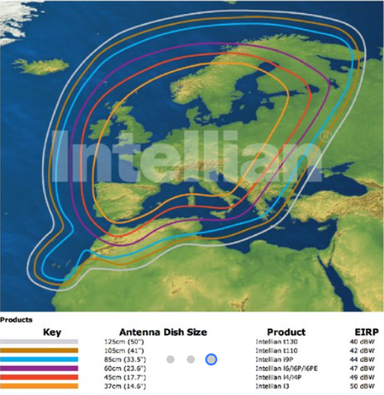 I6W — Antenne TV Satellelitaire 60 cm 2 axes LNB Mondiale 4 sorties