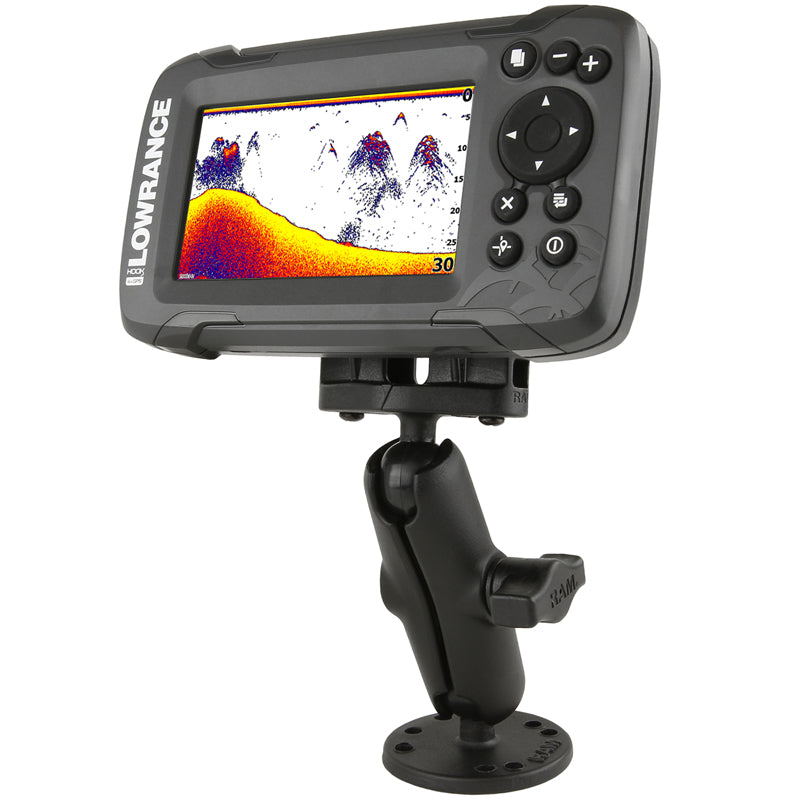 Horizontal Mount for LOWRANCE HOOK², REVEAL & EAGLE 4 and 5" B ball