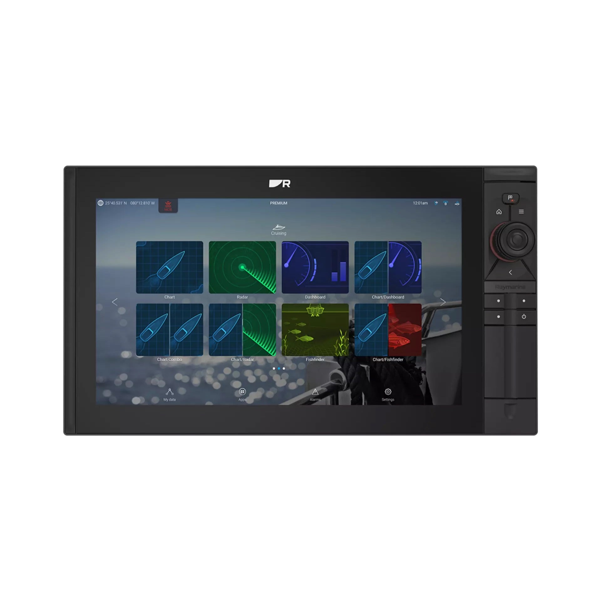 AXIOM2 16 Pro-S, Écran Hybride tactile multifonctions 16”, sondeur CHIRP pour sonde CPT-S, Wifi, cartographie Lighthouse Méditerranée, sans sonde