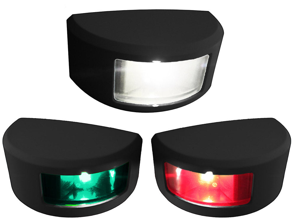 Kit feux de navigation Mantagua Navislim vertical noir 2MN pour bateau < 20m. Comprend babord, tribord et poupe.